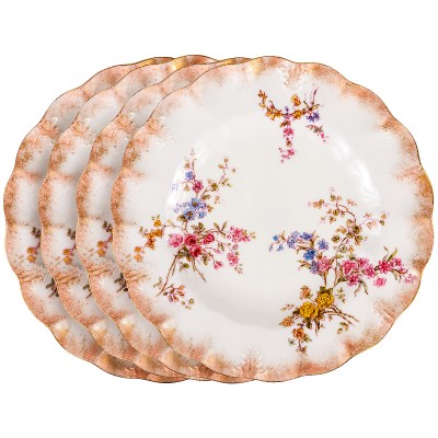 Комплект столовых тарелок "Полевые цветы", 4 шт. Английский фарфор. Royal Crown Derby, Великобритания, конец 19 века