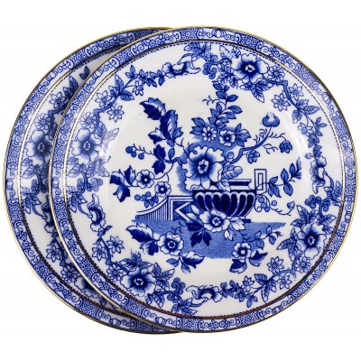 Пара десерных тарелок "Синие цветы". Английский фарфор. Великобритания, начало 20 века