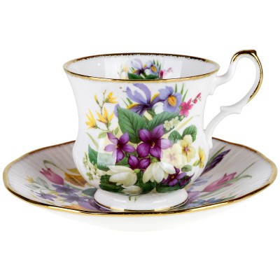 Чайная пара "Весенние цветы". Английский фарфор. Crownford, Великобритания, конец 20 века