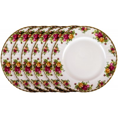 Комплект больших столовых тарелок "Розы старой Англии", 6 шт. Фарфор. Royal Albert, Великобритания, вторая половина 20 века