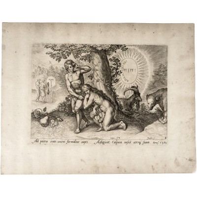 Хаделер. "Изгнание из рая".  Резцовая гравюра, Голландия, около 1600 г.