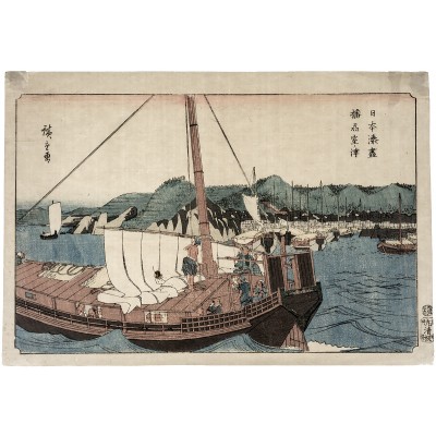 Хиросиге Андо "Корабли". Ксилография, Япония, около 1840 года