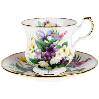 Чайная пара "Первоцветы". Английский фарфор. Crownford, Великобритания, конец 20 века