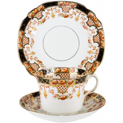 Чайное трио "Королевский прием". Английский фарфор. Rosina Queens China, Великобритания, конец 19 века