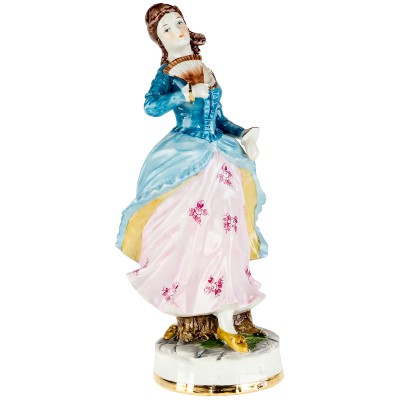 Винтажная статуэтка "Дама с веером". Высота 29,5 см. Фарфор. Германия?, середина 20 века