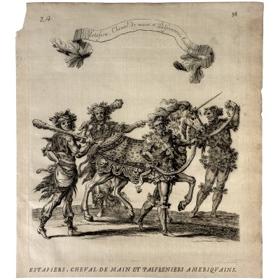 Американские конюхи.  Резцовая гравюра. Испания, 18 век