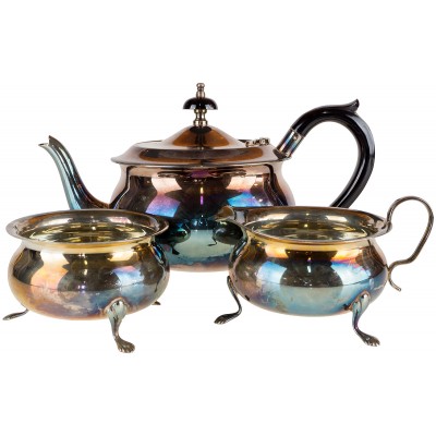 Набор для чая: чайник, сахарница и молочник. Металл, серебрение. Yeoman, Великобритания, середина 20 века