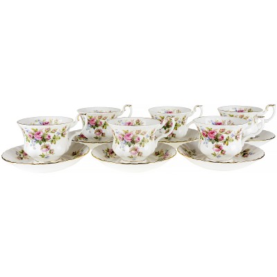 Сервиз чайный "Мускусные розы" на 6 персон, 12 предметов. Английский фарфор. Royal Albert, Великобритания, вторая половина 20 века