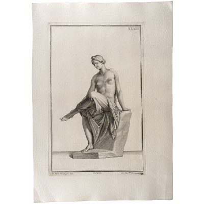 Венера сидящая. Резцовая гравюра. Италия, 18 век