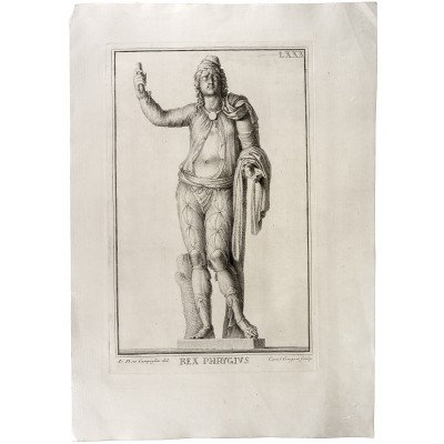 Царь Фригии.  Резцовая гравюра. Италия, 18 век
