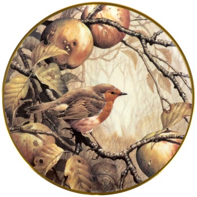 Декоративная тарелка "Малиновка". Фарфор. Wedgwood, Великобритания, конец 20 века