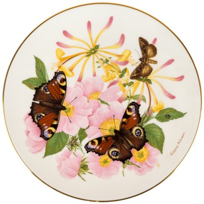 Элайн Элисон "Бабочка Павлиний глаз", декоративная тарелка. Фарфор. Royal Grafton, Великобритания, 1989 год