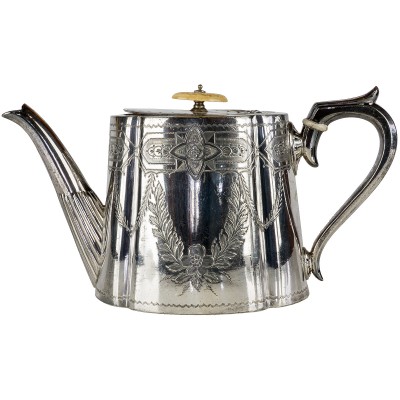 Чайник заварочный. Металл, серебрение, гравировка. Великобритания, начало 20 века
