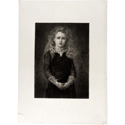 Портрет девочки. Офорт. Англия, вторая половина 19 века Портрет девочки. Офорт. Англия, вторая половина 19 века