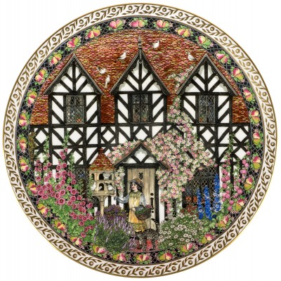 Сью Скаллард "Чеширский ящичек", декоративная тарелка. Фарфор. Royal Worcester, Великобритания, 1991 год