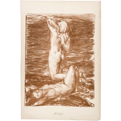 Обнаженные. Литография, Франция, около 1900 года Обнаженные. Литография, Франция, около 1900 года