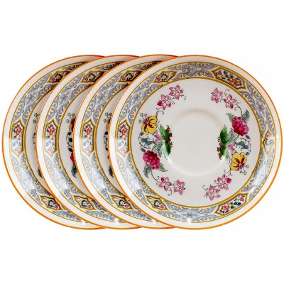Комплект блюдец  "Цветочный орнамент", 4 шт. Фарфор. Royal Worcester, Великобритания, первая половина 20 века