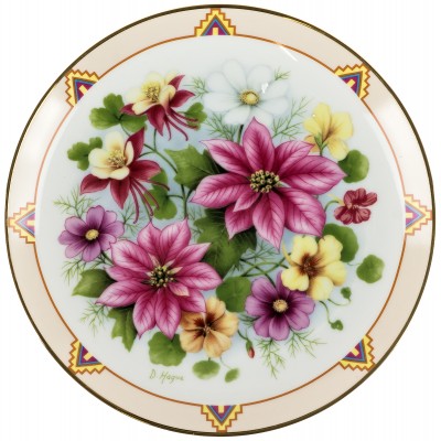Дуг Гааге "Цветы Мексики", декоративная тарелка. Фарфор. Danbury Mint, Великобритания, 1990 год