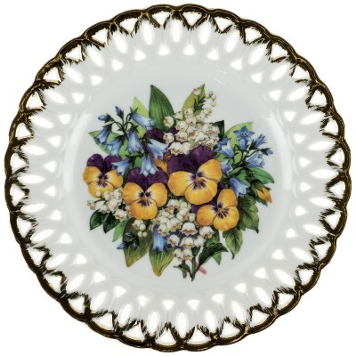 Декоративная тарелка "Приятные воспомининия". Ажурный фарфор. Minerva, Великобритания, 1992 год