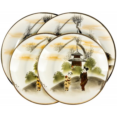 Комплект тарелок и блюдец "Пагода". Япония