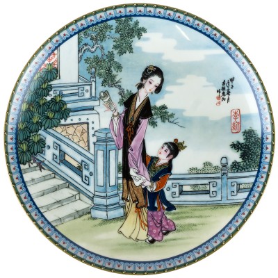 Декоративная тарелка настенная "Ли Ван. Белый шёлк", фарфор, Imperial Jingdezhen Porcelain, Китай, винтаж, 1988 год
