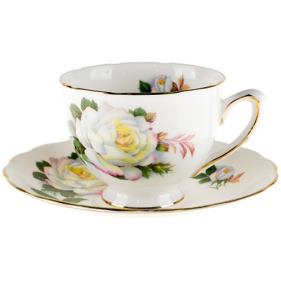 Чайная пара "Белые розы". Фарфор. Royal Vale, Великобритания, вторая половина ХХ века