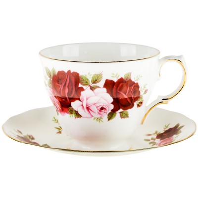 Чайная пара "Букет роз". Английский фарфор. Queen Anne, Великобритания, вторая половина 20 века