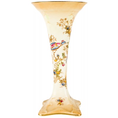 Антикварная ваза "Экзотические птицы". Высота 24,5 см. Фарфор. Crown Ducal, Великобритания, первая половина 20 века