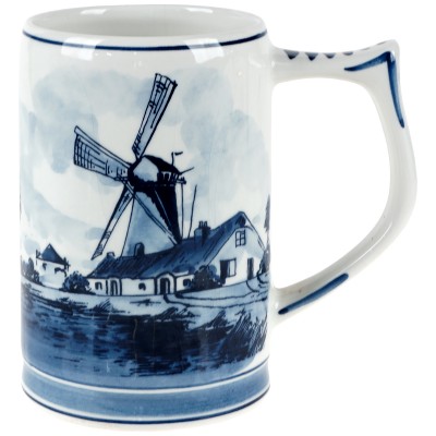 Пивная кружка "Мельница". Фаянс. Delft Blue. Голландия
