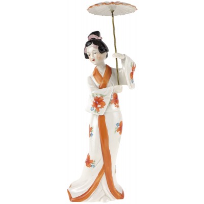 Статуэтка "Гейша с зонтиком". Фарфор, ручная роспись, золочение. Япония