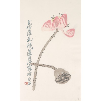 Ци Бай Ши. Лотос. Ксилография, акварель. Китай, середина XX века