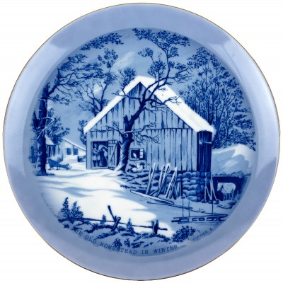 Декоративная тарелка "Старая усадьба зимой". Япония