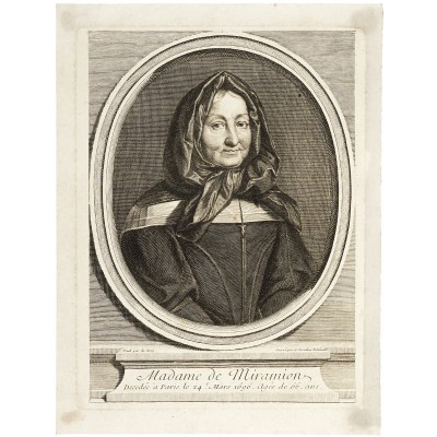  Портрет мадам де Мирамион. Резцовая гравюра. Жерар Эделинк