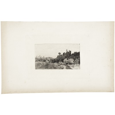 Пейзаж. Офорт. Франция, около 1870 года