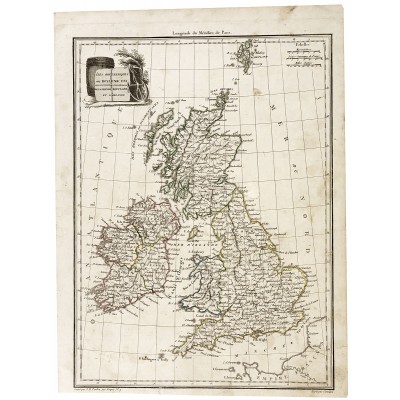 Карта Великобритании. Гравюра. Chamouin