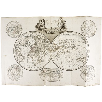 Карта мира. Гравюра. Chamouin