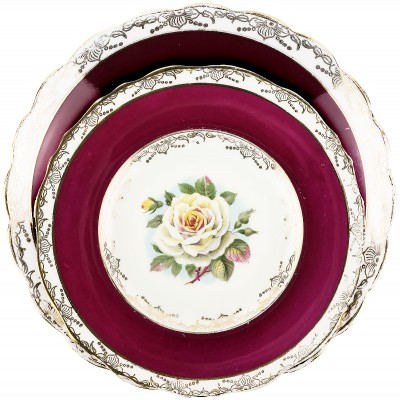 Десертная тарелка и блюдце "Желтая роза". Regency. Великобритания