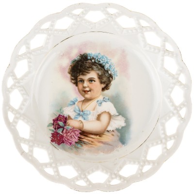 Декоративная тарелка "Девочка с розами". Великобритания