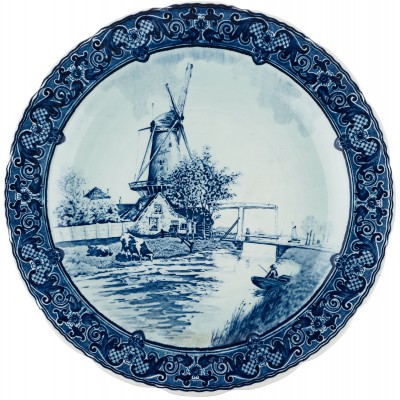 Декоративная тарелка "Ветряная мельница". Delft. Голландия