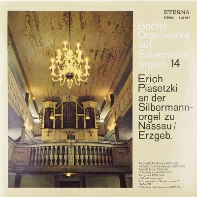 Виниловая пластинка Bach Orgelwerke aut Silbermann orgeln 14 И С Бах Органные произведения Erich Plasetzki 1LP. Eterna. ГДР