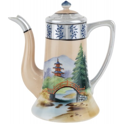 Кофейник "Мостик", фарфор, ручная роспись, Япония, Chikaramachi, первая половина 20 века Кофейник "Мостик", фарфор, ручная роспись, Япония, Chikaramachi, первая половина 20 века