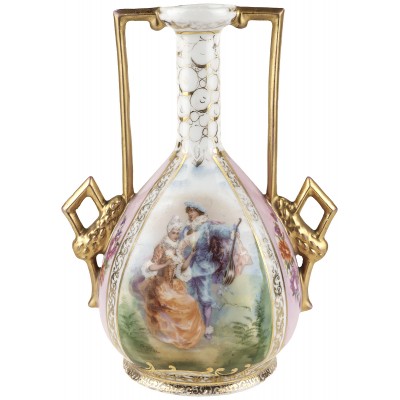 Антикварная ваза фарфоровая для цветов "Галантный век". Германия
