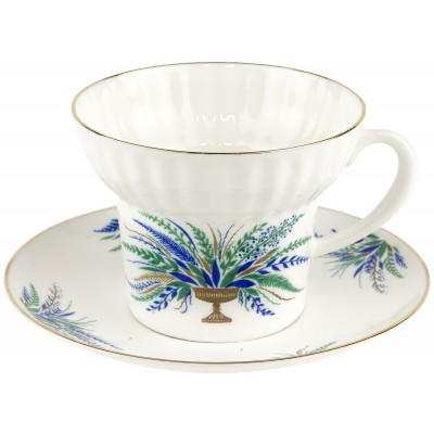 Чайная пара "Букет", фарфор, ЛФЗ, СССР, вторая половина 20 века Чайная пара "Букет", фарфор, ЛФЗ, СССР, вторая половина 20 века