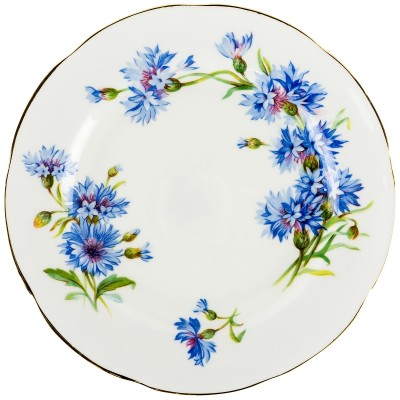 Десертная тарелка "Васильки", Английский фарфор, Adderley, Великобритания, вторая половина 20 века Десертная тарелка "Васильки", Английский фарфор, Adderley, Великобритания, вторая половина 20 века