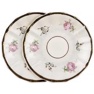 Пара блюдец "Розы", Фарфор, Вербилки, СССР, 1950-е гг. Пара блюдец "Розы", Фарфор, Вербилки, СССР, 1950-е гг.