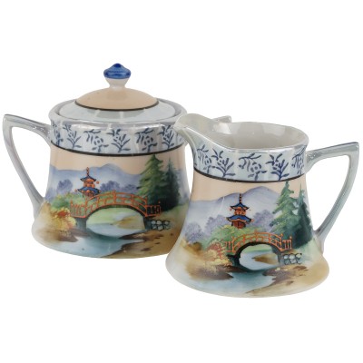 Сахарница и сливочник "Мостик", фарфор, ручная роспись, Япония, Chikaramachi, первая половина 20 века Сахарница и сливочник "Мостик", фарфор, ручная роспись, Япония, Chikaramachi, первая половина 20 века