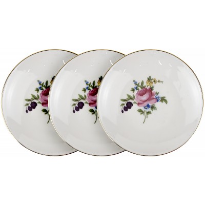 Набор тарелочек - розеток для варенья "Мейсенский букет", 3 шт, фарфор, Henneberg Porzellan, ГДР, 1970 - е гг Набор тарелочек - розеток для варенья "Мейсенский букет", 3 шт, фарфор, Henneberg Porzellan, ГДР, 1970 - е гг
