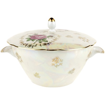 Блюдо глубокое с крышкой "Роза", супница, Фарфор, Kahla, ГДР, вторая половина 20-го века Блюдо глубокое с крышкой "Роза", супница, Фарфор, Kahla, ГДР, вторая половина 20-го века