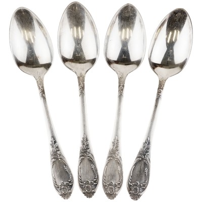 Набор ложек для супа, 4 шт, мельхиор, Вольнянский завод им. Шевченко ЗiШ, СССР, 1960-1980 гг.