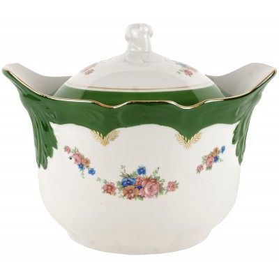 Супница, блюдо с крышкой "Воспоминание", фарфор, Дулево, Россия, конец 20 века Супница, блюдо с крышкой "Воспоминание", фарфор, Дулево, Россия, конец 20 века